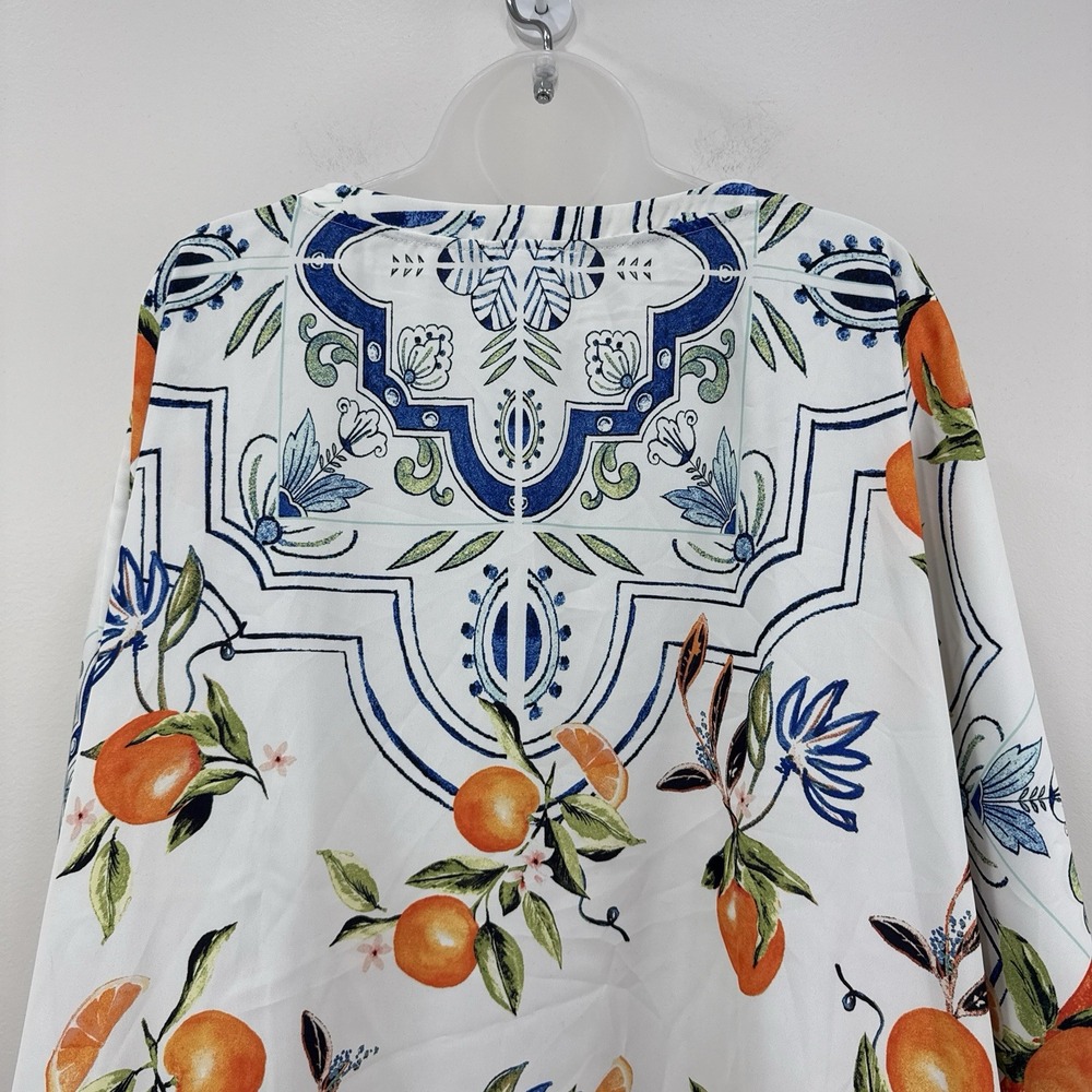 Chicos Island Oranges Poncho OS NWT Fruit AOP Mediterranean Resort Euro Summer - Picture 12 of 13